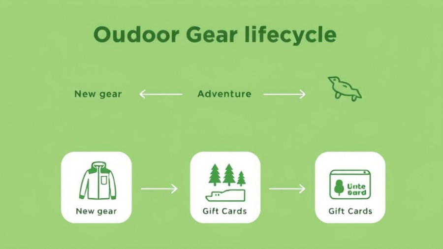 Diagram showing the cycle of buying and trading used outdoor gear.