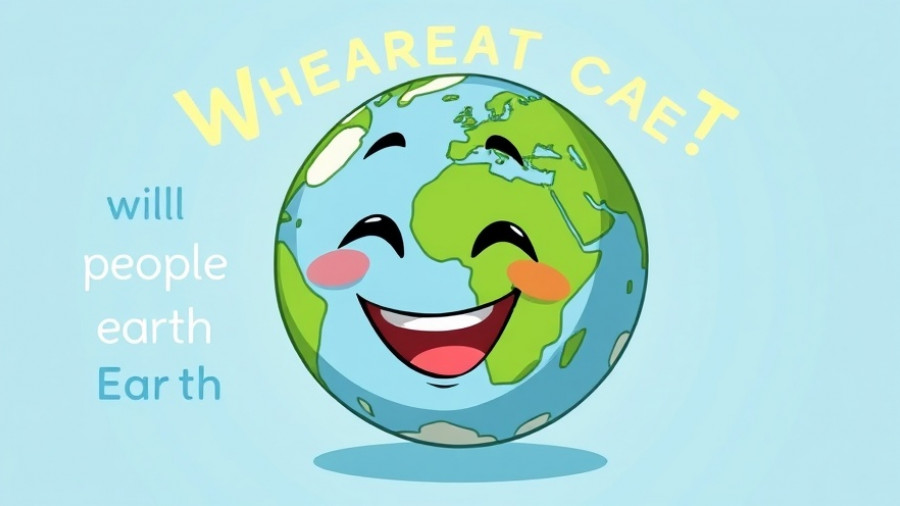 Whimsical Earth cartoon for Campus Sustainability Month.