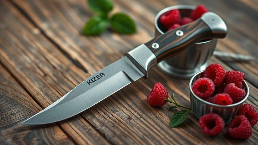 Kizer Beaver Knife Review with rustic knife on wooden table.