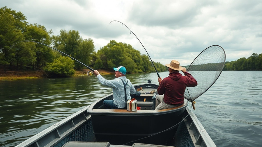Fishing violations livestreamed on a river with boats.