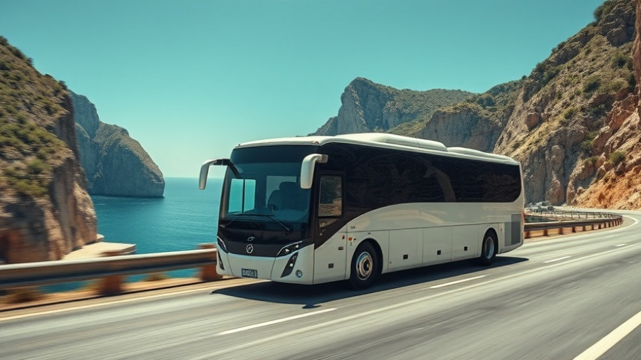BZR Electric Coach driving on coastal highway
