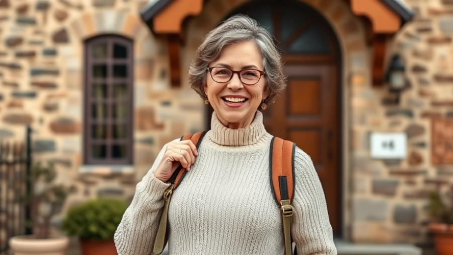Travel sweater for women over 40, cozy cream design, modern style.