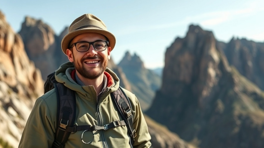 Person on John Muir Trail section hike with rocky mountain background.