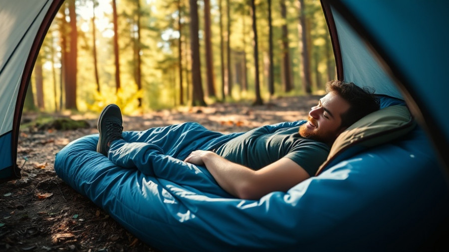 Man enjoying the Feathered Friends Swallow UL 20 Sleeping Bag in tent.
