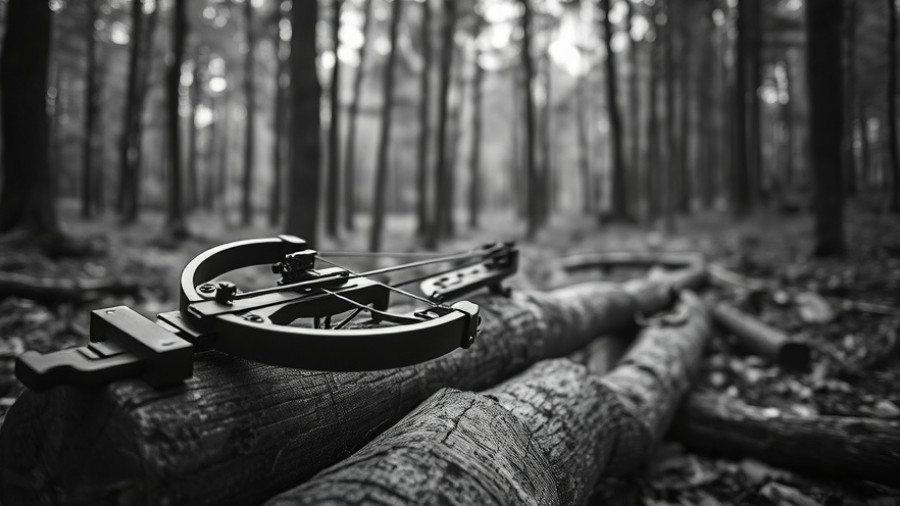Crossbow in forest hinting at wildlife poaching