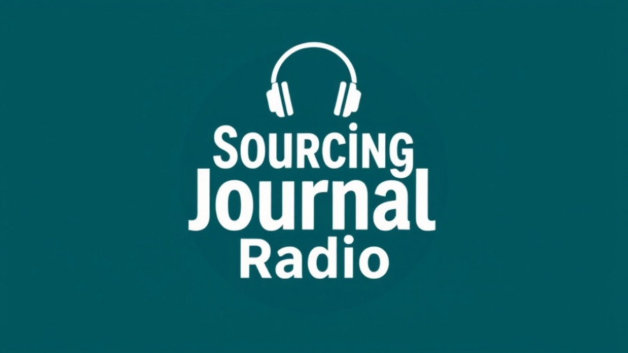 Sourcing Journal Radio logo on dark teal background