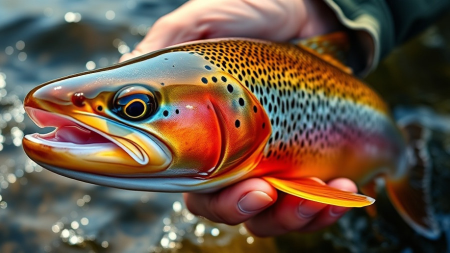 Catch-and-release fishing technique with brown trout.