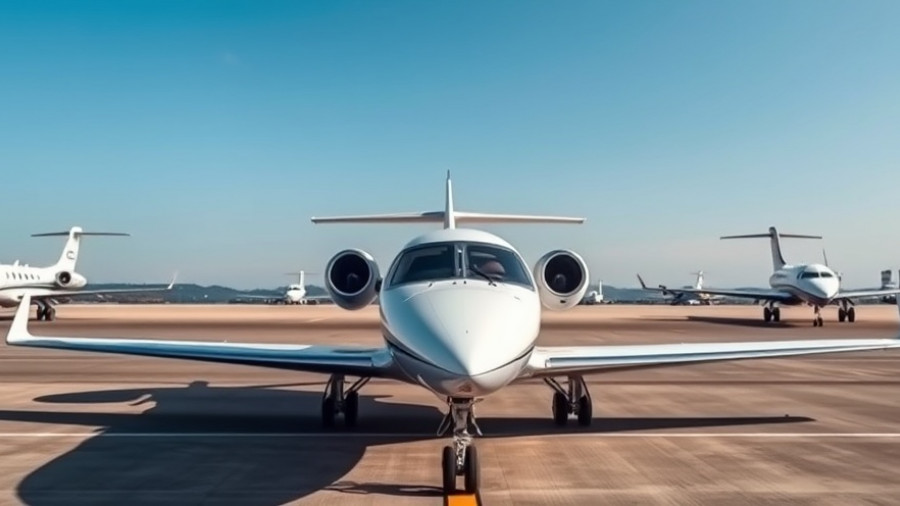 Private jets parked at an airport, exploring SAF mandates.