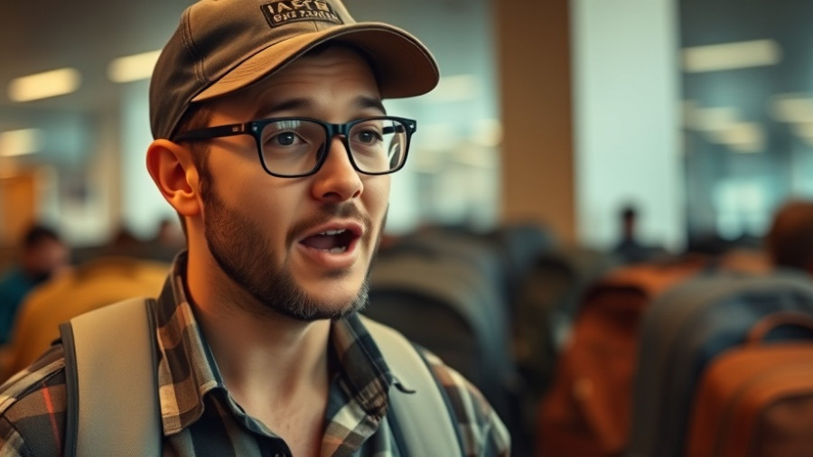 Man discussing what to bring on a camping trip.