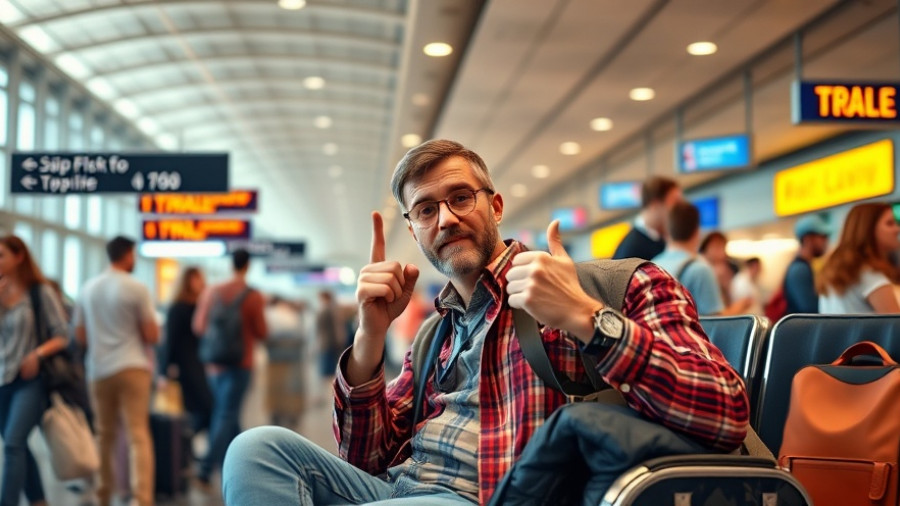 TSA Government Shutdown Travel Tips shown by seated traveler at airport.
