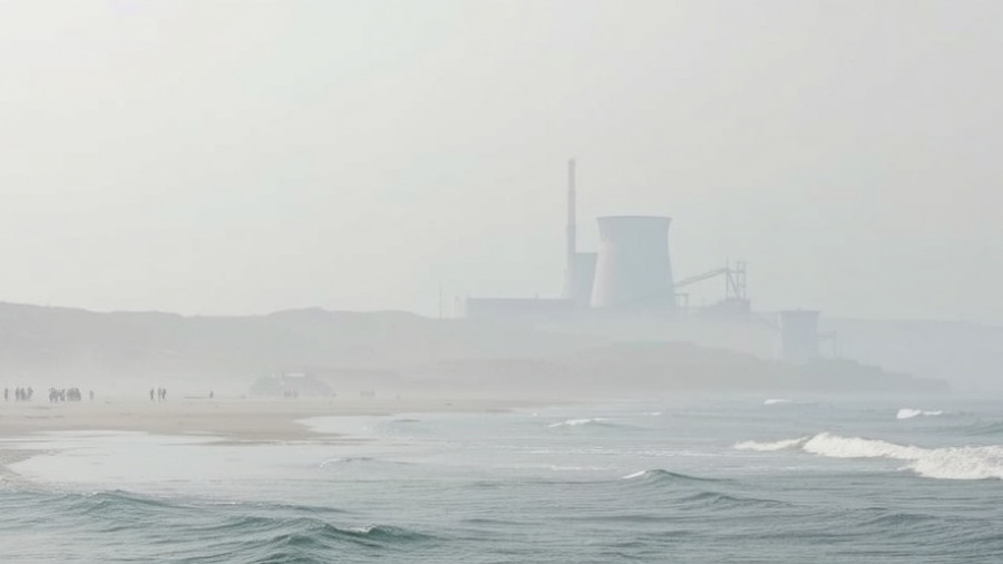 Coastal scene with industrial plant near beach, Los Angeles County