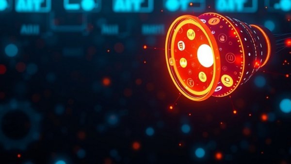 Digital marketing funnel adapting to AI with vibrant neon glow.