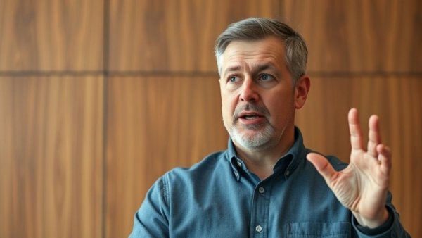 Man discussing Google AI capabilities in professional setting.