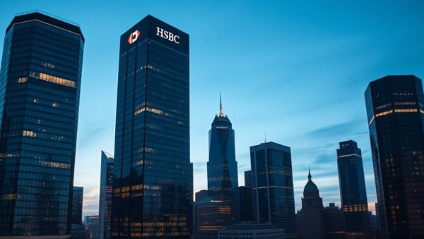 HSBC building in evening light, net zero transition focus.