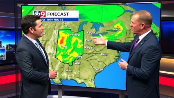 Local Ohio news meteorologist presents weather forecast.