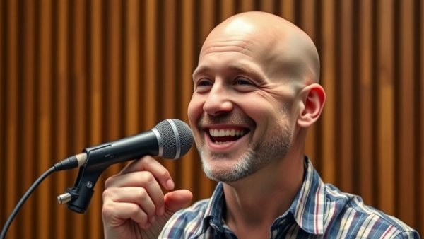 Confident speaker discussing SEO marketing strategies.