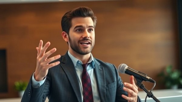 Charismatic speaker discussing Performance Max for Content Marketing.