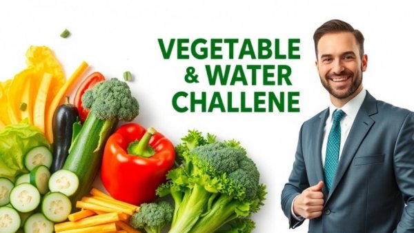 Plant based diet challenge with vegetables and water emphasized.