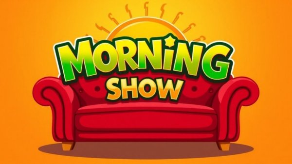 Morning show logo with couch and sunburst.