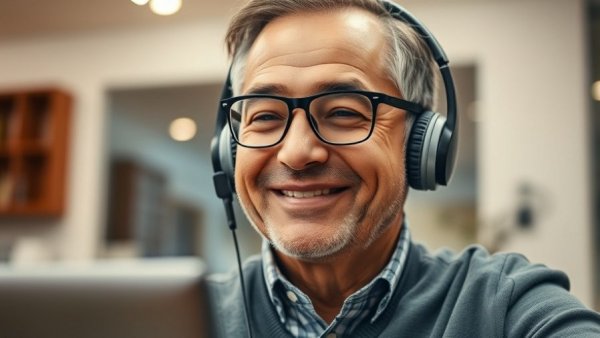 Middle-aged man smiling on a video call for boosting metabolism tips.