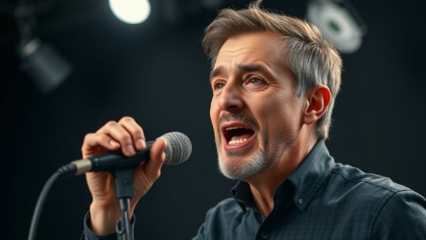 Middle-aged man discussing how I handle my kid's school grades in a studio.