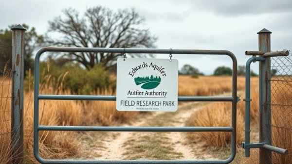 Edwards Aquifer research park entrance sign for sustainability research.
