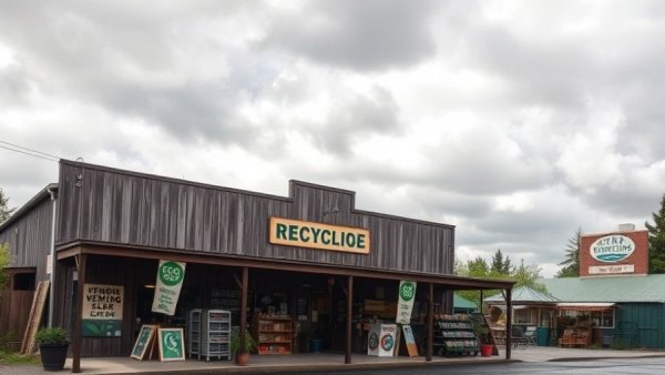 Rustic recycling center in Lane County showcasing sustainable business practices.