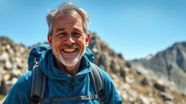 Backpacking in Glacier National Park: Hiker enjoys a scenic view.