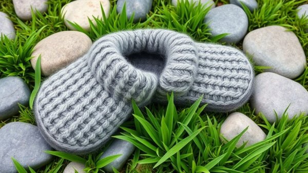 Glerups wool slippers on grass and stones, cozy scene.