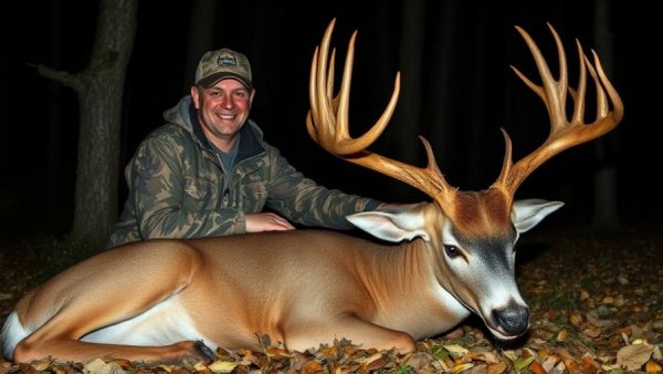 Missouri bowhunter with tagged 180-class buck in forest