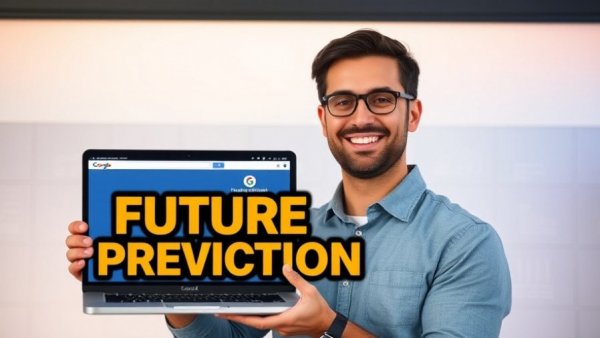 Growth AI Strategy theme with a man holding a laptop showing Google.