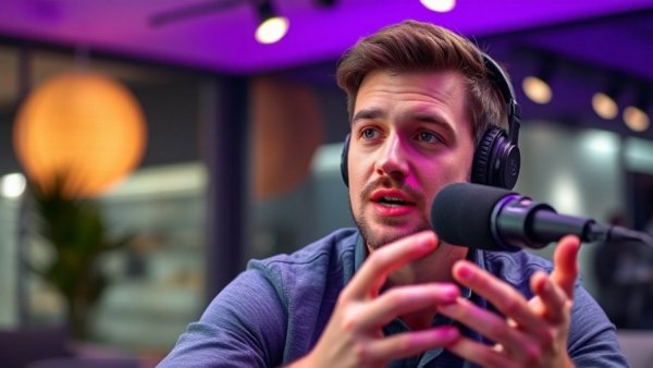 Podcast speaker discusses security intelligence indoors.