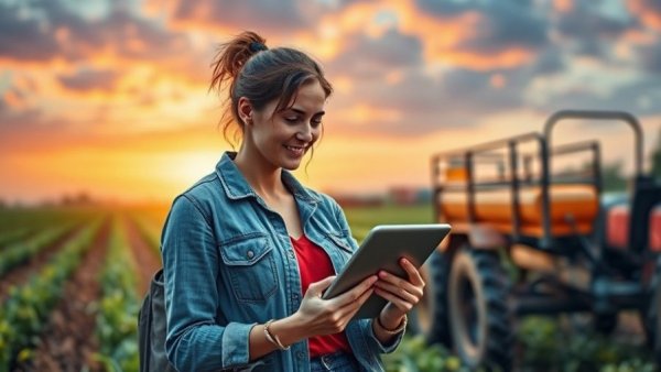 Prevent common garden plant diseases guide with woman and tablet.