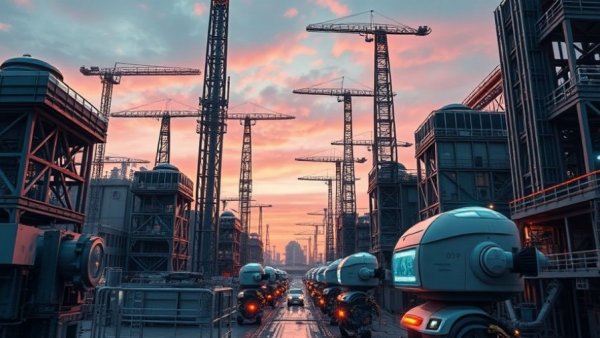 AI advancements in sustainability at a modern industrial complex.