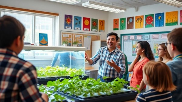 Engaging classroom scene with a focus on sustainability education.