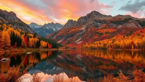 Autumn landscape in Baxter State Park with vibrant foliage and serene lake.