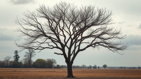 How much to cut when pruning fig trees: barren fig tree in open field.