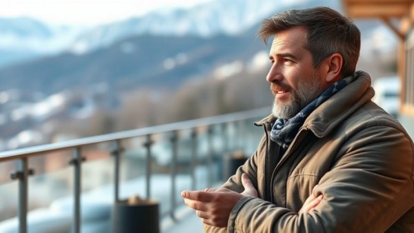Thoughtful man in outdoor setting discussing digital marketing strategies.