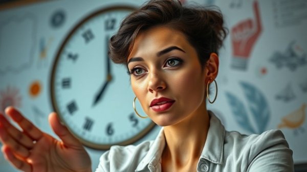 Confident woman discussing health improvement and wellness tips.