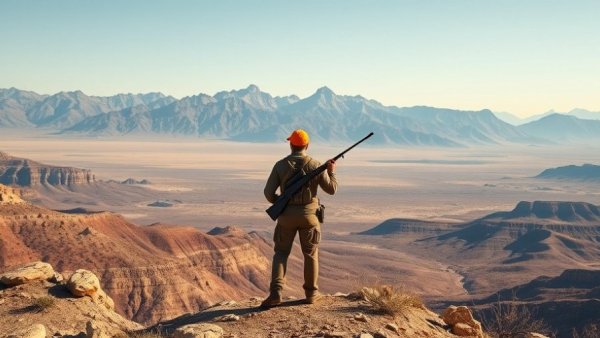 Hunter with rifle in desert landscape for Best Hunting Rifles 2025.