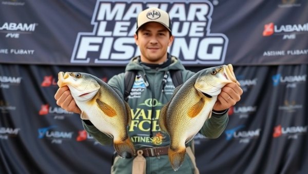 Fisherman with bass at Alabama Bass Tournament, displaying catch.