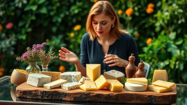 Elegant cheese board wedding trend with outdoor display and lush greenery.