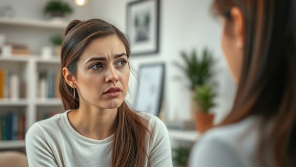 Concerned woman discussing if weddings are overpriced.
