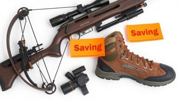 Cyber Week Deals at Scheels featuring discounted outdoor gear: bow, scope, sight, boot.