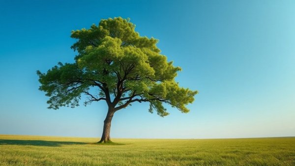 Serene lush tree in open field promoting Climate Action Choices.