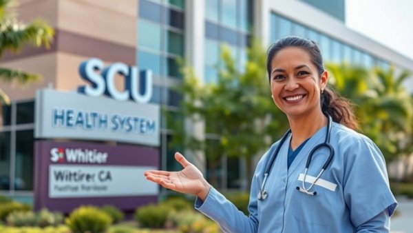 SCU Health professional in front of center, Whittier, CA