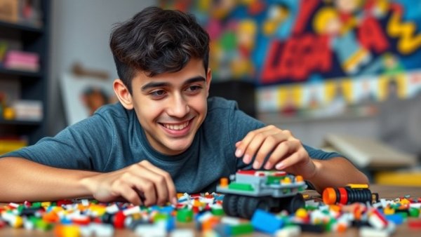 Enthusiast building LEGO Formula 1 Speed Builds with focus.