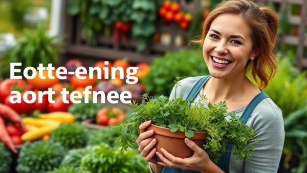Choosing potting soil for herbs: smiling woman with garden pot.