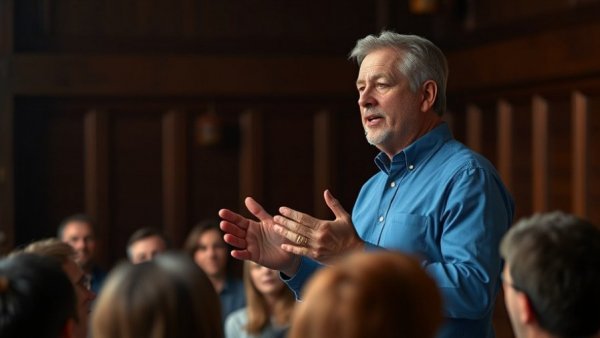 Middle-aged man explaining the 1-3-1 rule for business communication.