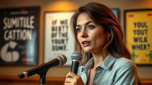 Woman speaking confidently about losing wedding referrals.